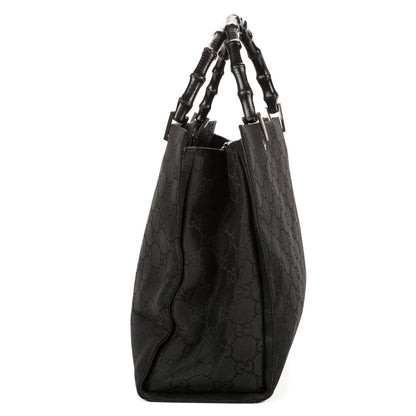 Gucci Bamboo Top Handle Black GG Canvas — view 4