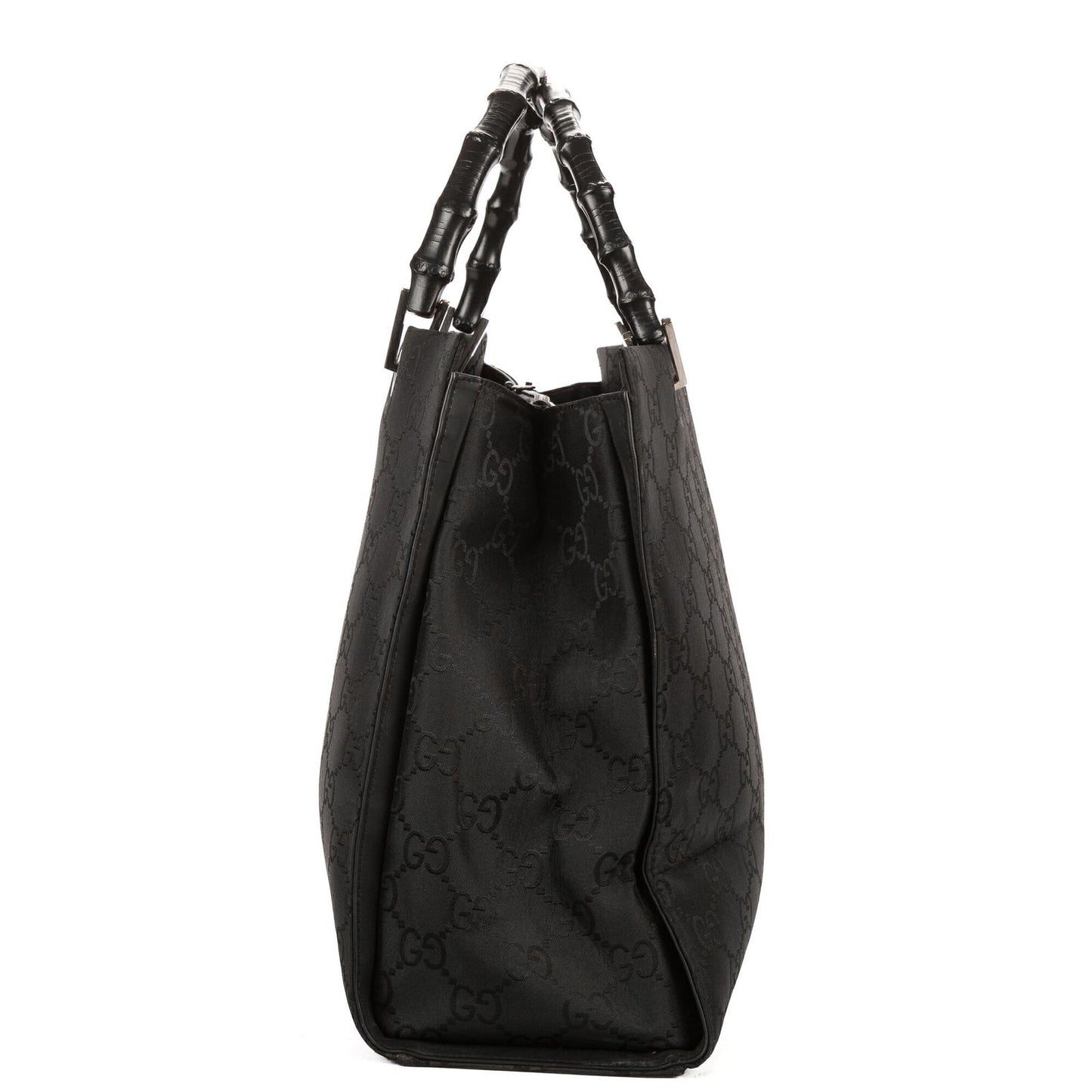 Gucci Bamboo Top Handle Black GG Canvas — view 3