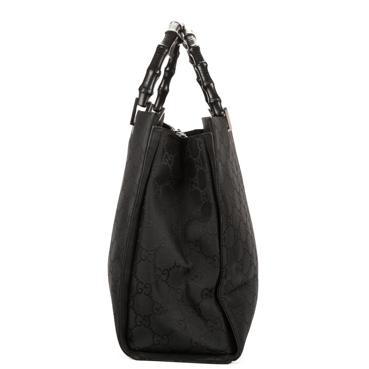 Gucci Bamboo Top Handle Black GG Canvas — view 3