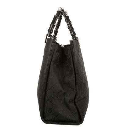 Gucci Bamboo Top Handle Black GG Canvas — view 3