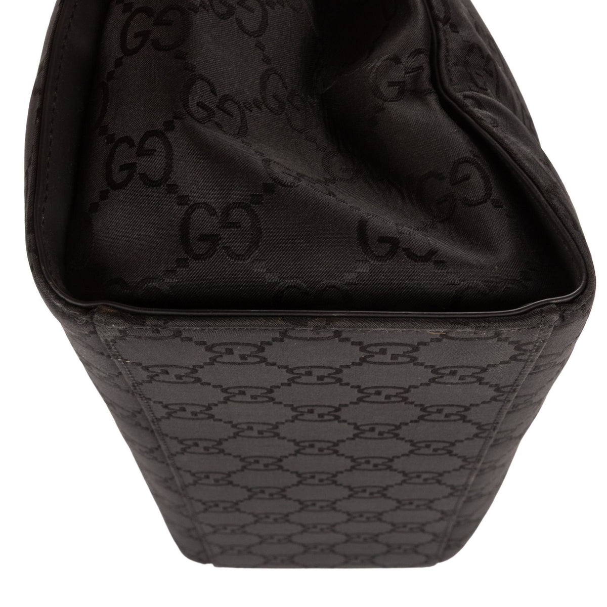 Gucci Bamboo Top Handle Black GG Canvas — view 7