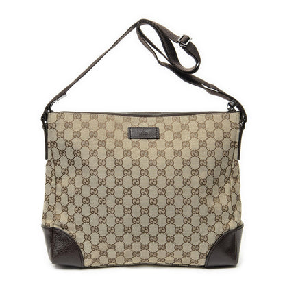 Gucci Zip Messenger Beige Brown GG Canvas