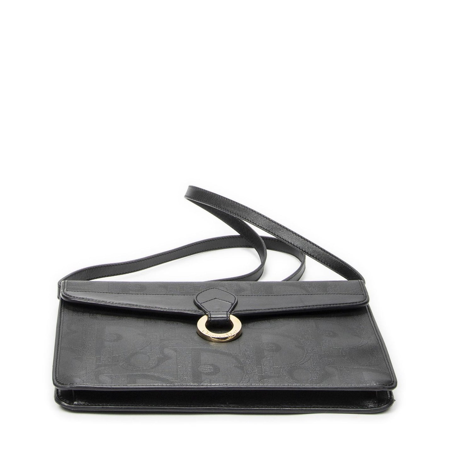 Dior Vintage Rectangular Flap Bag Black Maxi Trotter Pattern Canvas — view 6