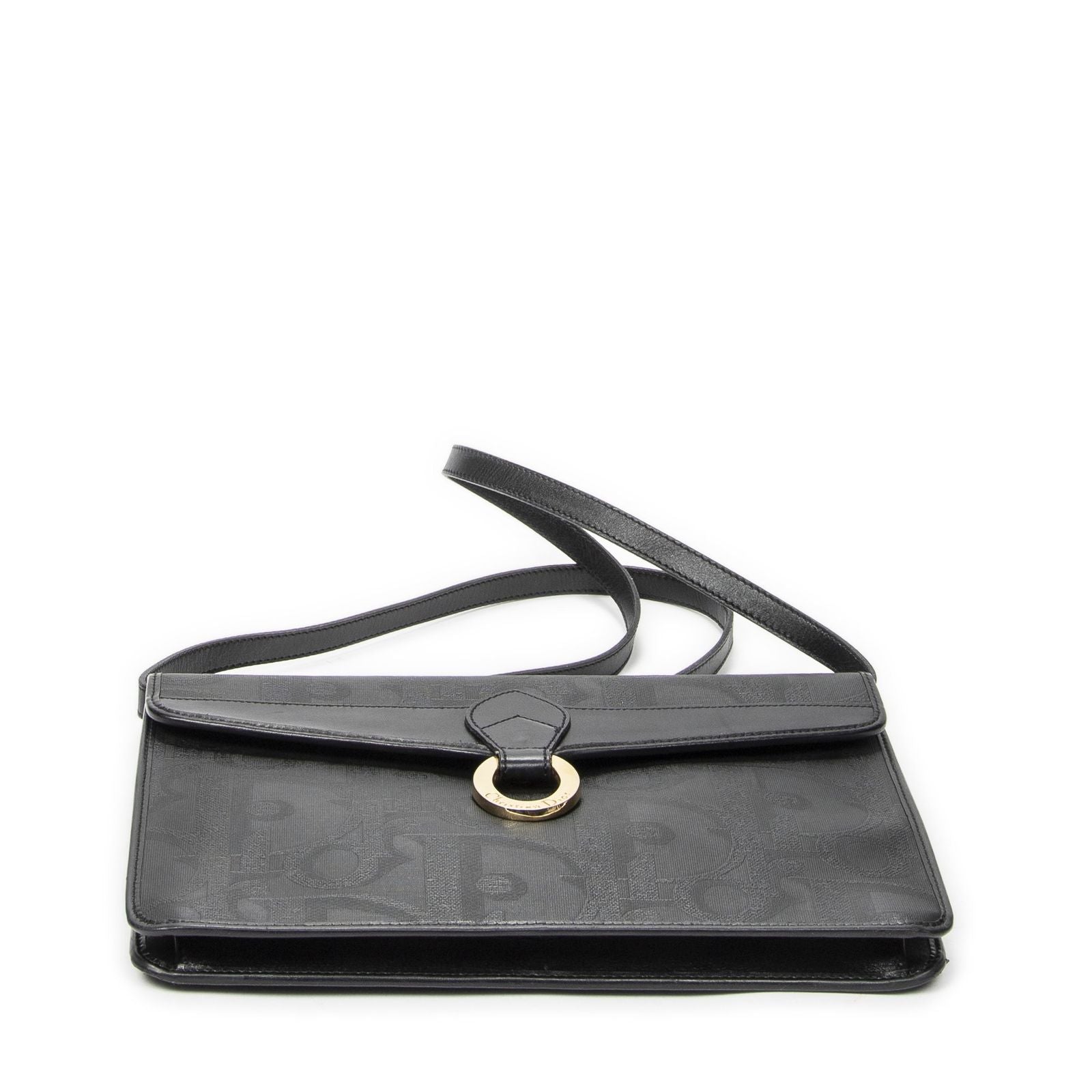 Dior Vintage Rectangular Flap Bag Black Maxi Trotter Pattern Canvas — view 6