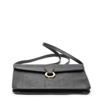 Dior Vintage Rectangular Flap Bag Black Maxi Trotter Pattern Canvas — view 6