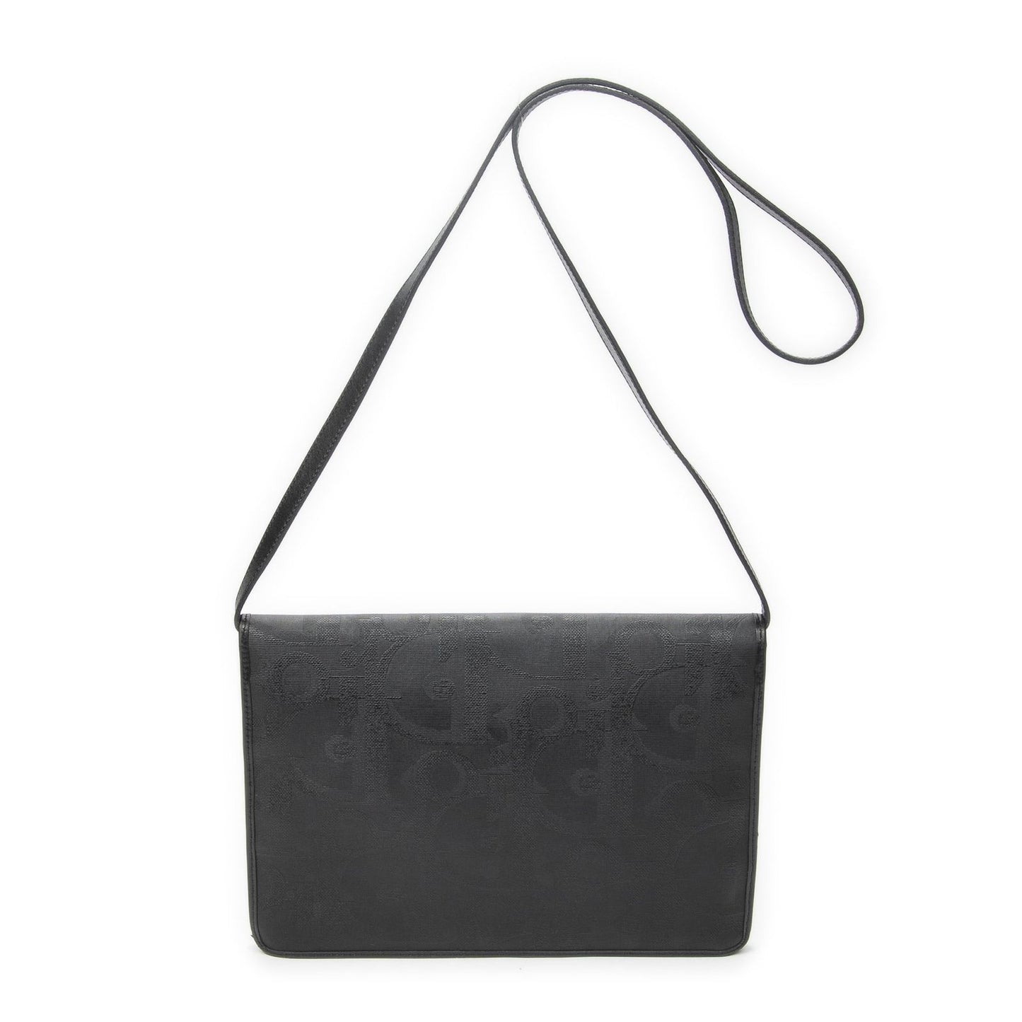 Dior Vintage Rectangular Flap Bag Black Maxi Trotter Pattern Canvas — view 5