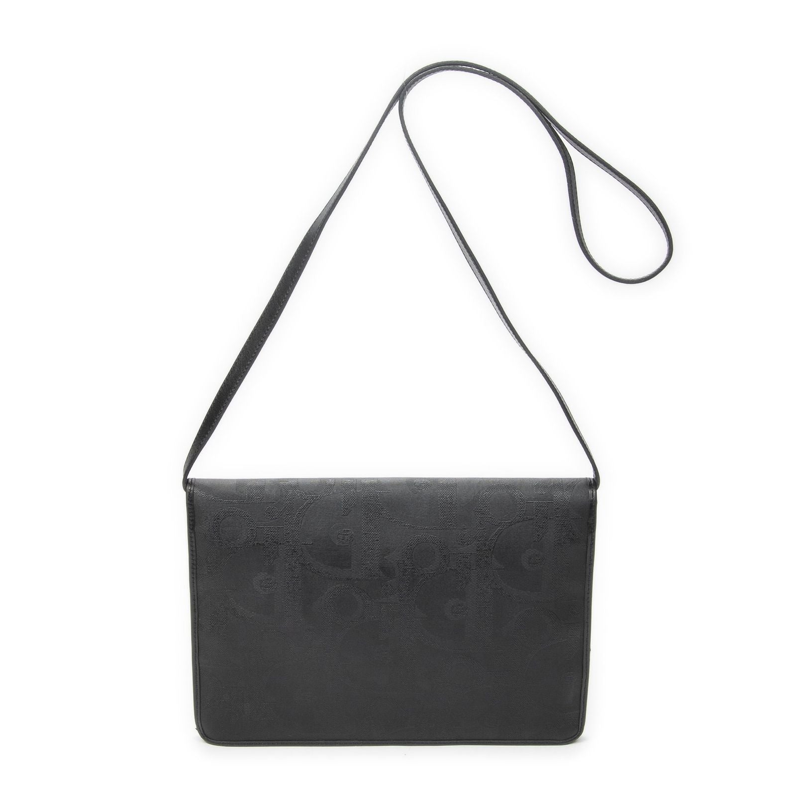 Dior Vintage Rectangular Flap Bag Black Maxi Trotter Pattern Canvas — view 5