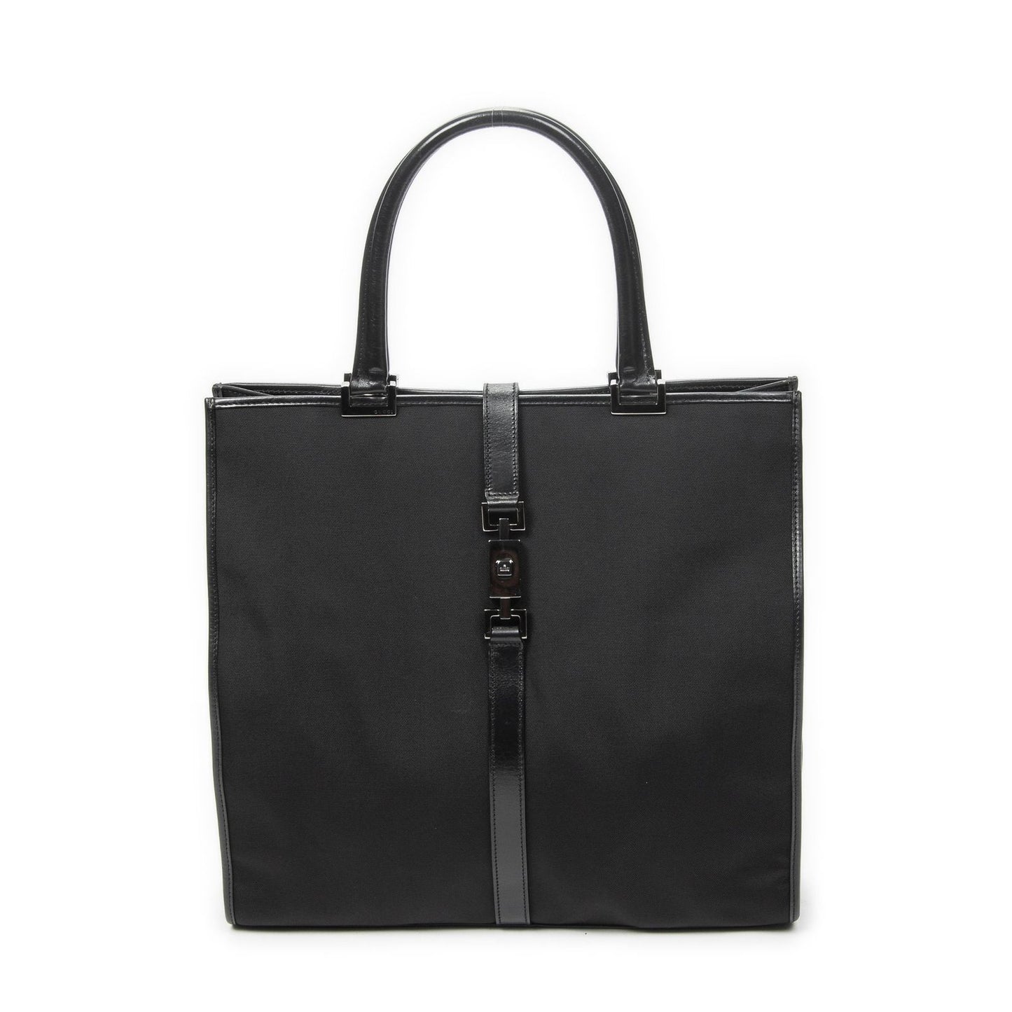 Gucci Bardot Tall Tote Bag Black Nylon Canvas