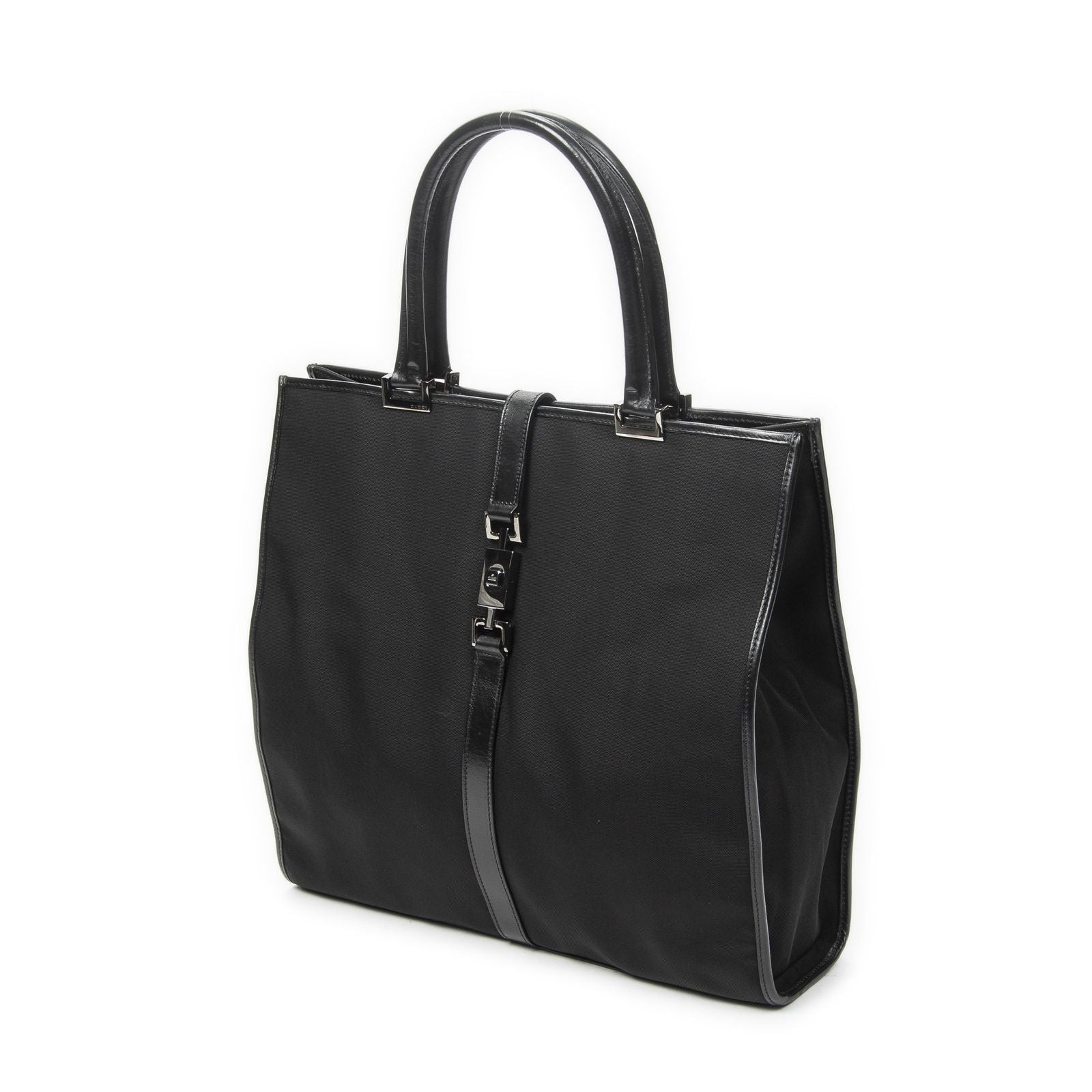 Gucci Bardot Tall Tote Bag Black Nylon Canvas — view 2