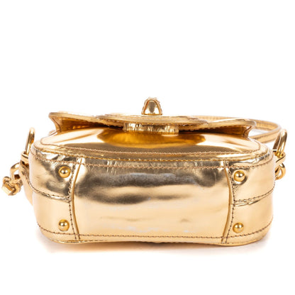 Prada Mini Zip Crossbody Metallic Gold Smooth Calfskin — view 6