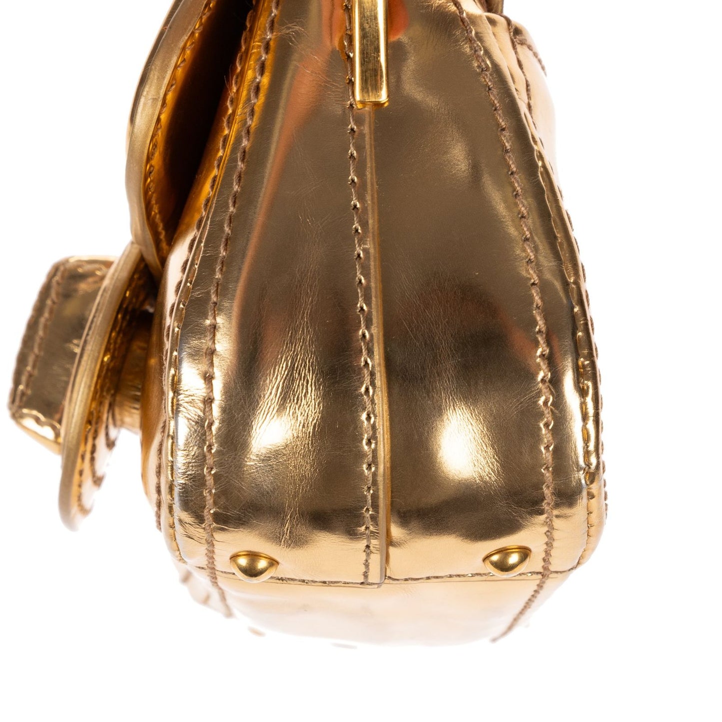 Prada Mini Zip Crossbody Metallic Gold Smooth Calfskin — view 7