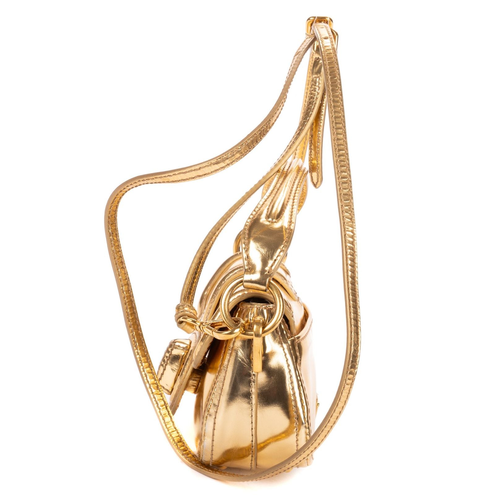 Prada Mini Zip Crossbody Metallic Gold Smooth Calfskin — view 3