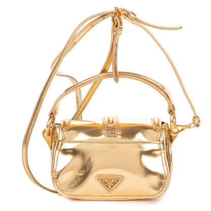Prada Mini Zip Crossbody Metallic Gold Smooth Calfskin — view 5