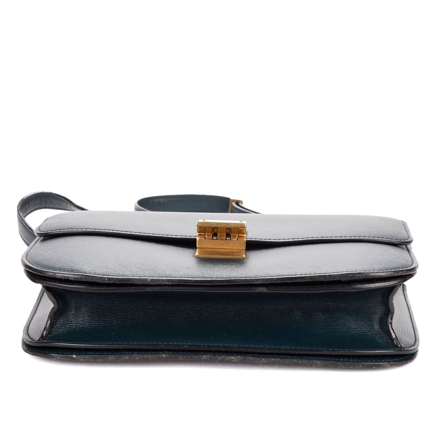 Celine Medium Classic Box Navy Spike Calfskin Leather Shoulder Bag — view 6