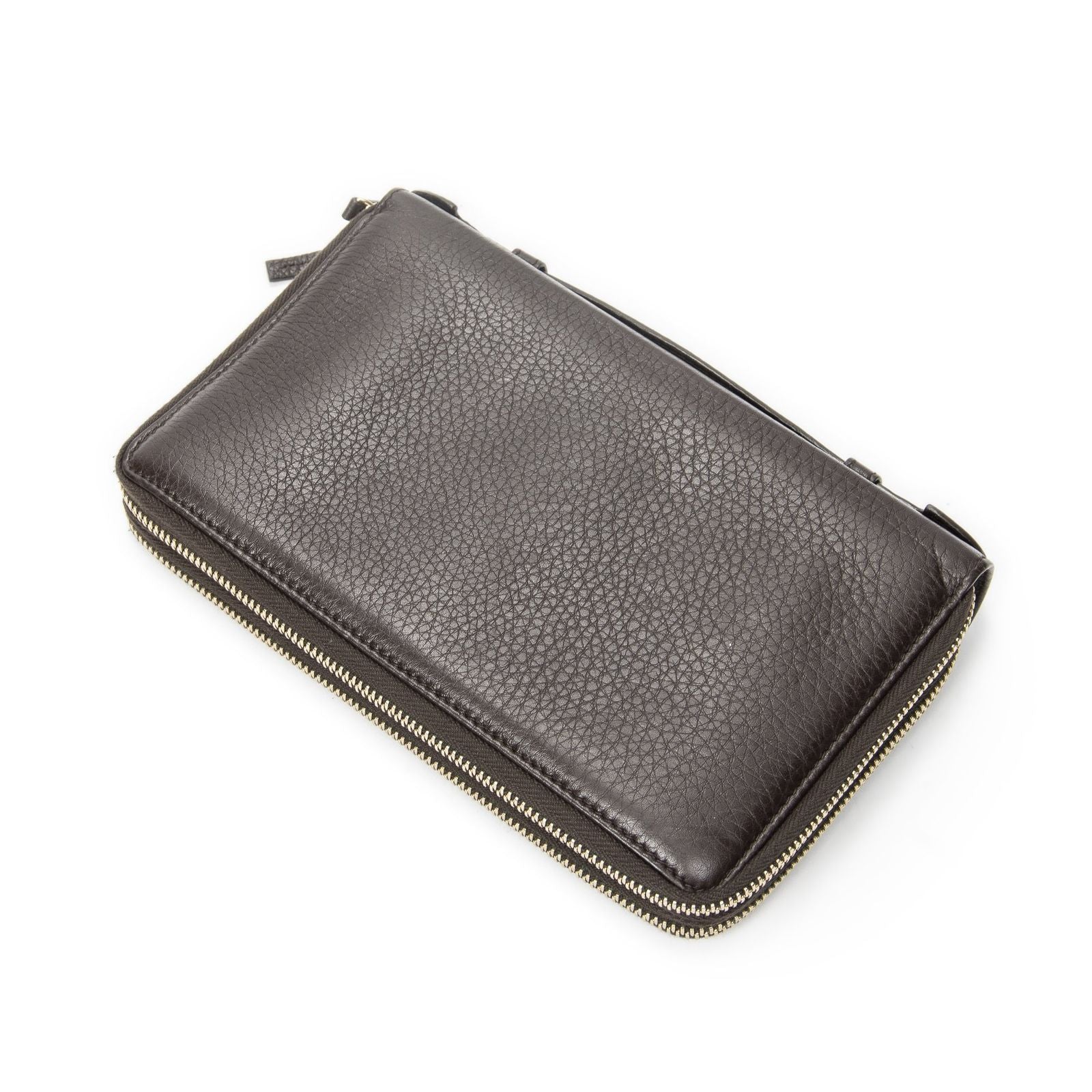 Gucci Soho Clutch Dark Brown Grain Calfskin Leather — view 2