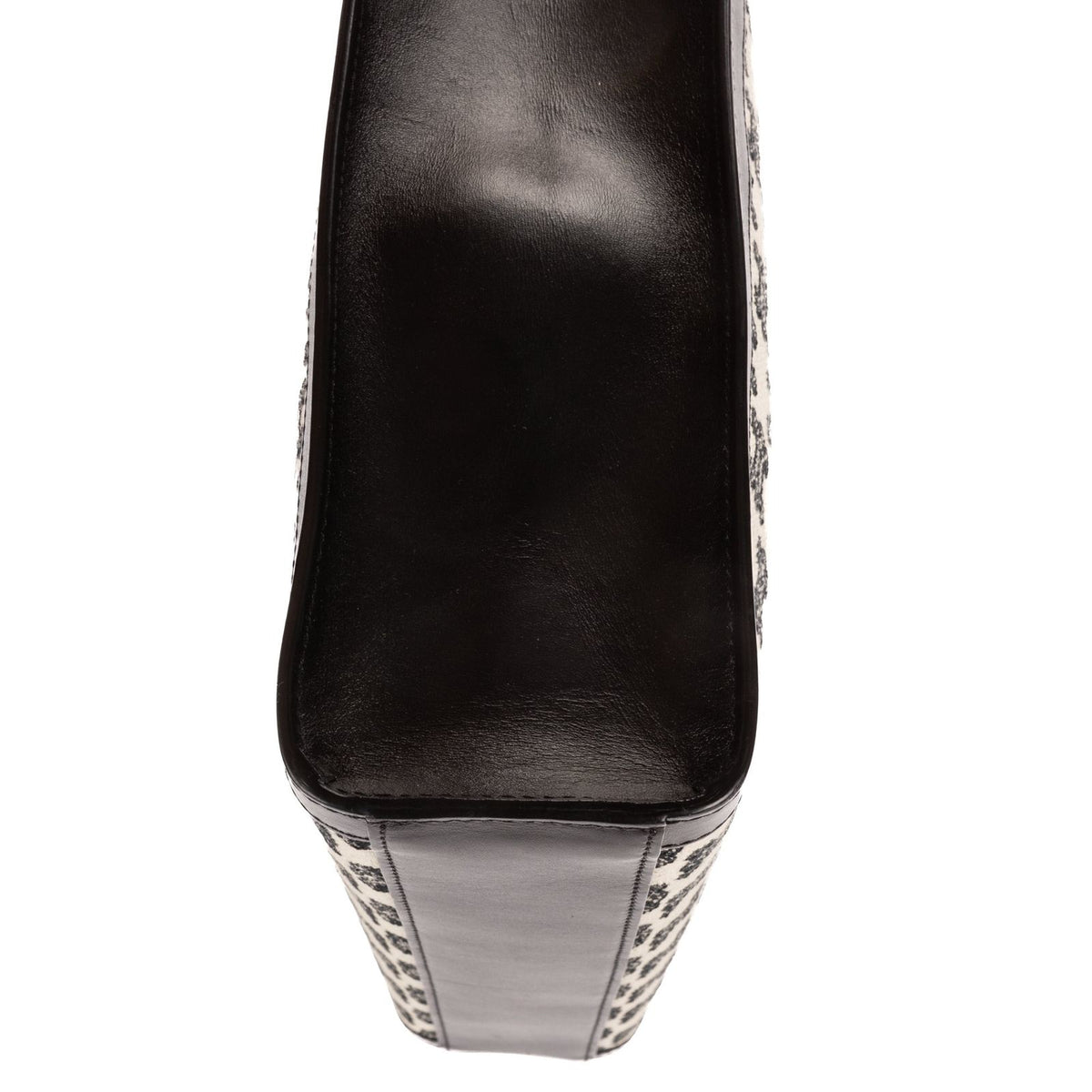 Celine Small Vertical Cabas Tote Bag Black Beige Woven Canvas Calfskin — view 8
