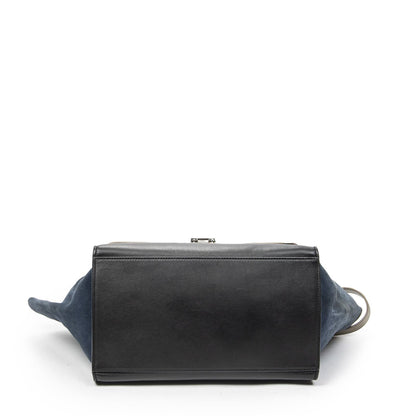 Celine Tricolor Trapeze Black Beige Blue Calfskin Leather Handbag — view 6