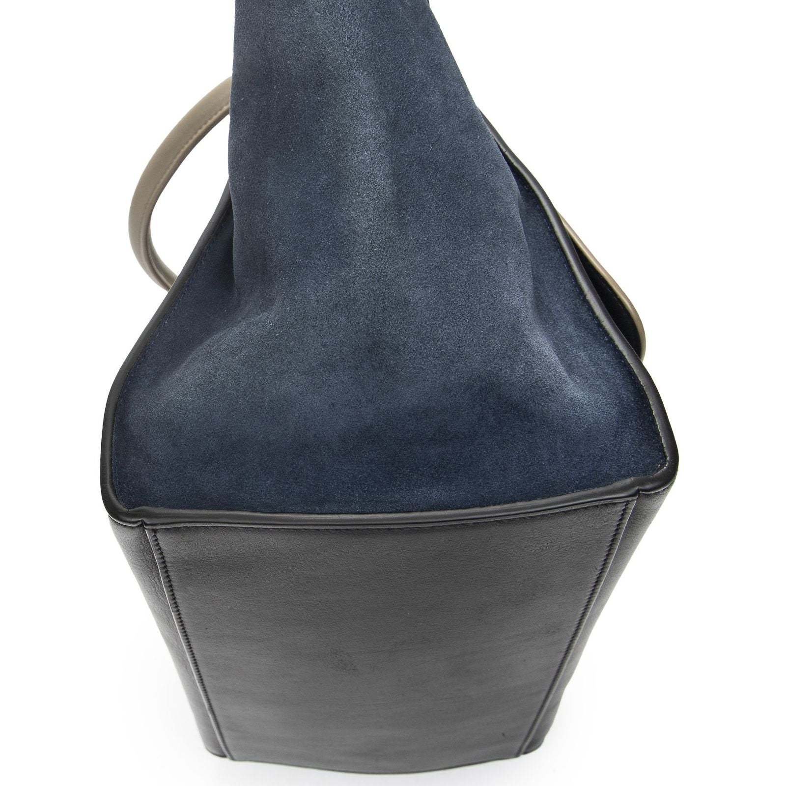Celine Tricolor Trapeze Black Beige Blue Calfskin Leather Handbag — view 7