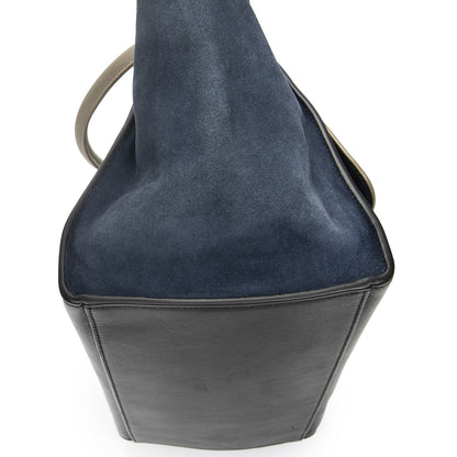 Celine Tricolor Trapeze Black Beige Blue Calfskin Leather Handbag — view 7