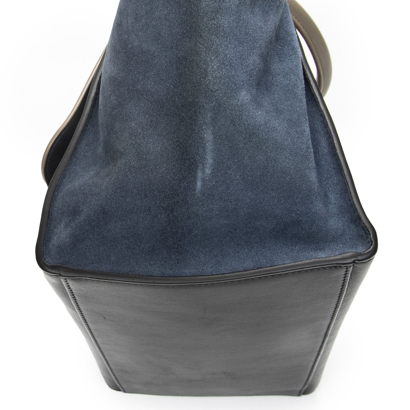 Celine Tricolor Trapeze Black Beige Blue Calfskin Leather Handbag — view 8