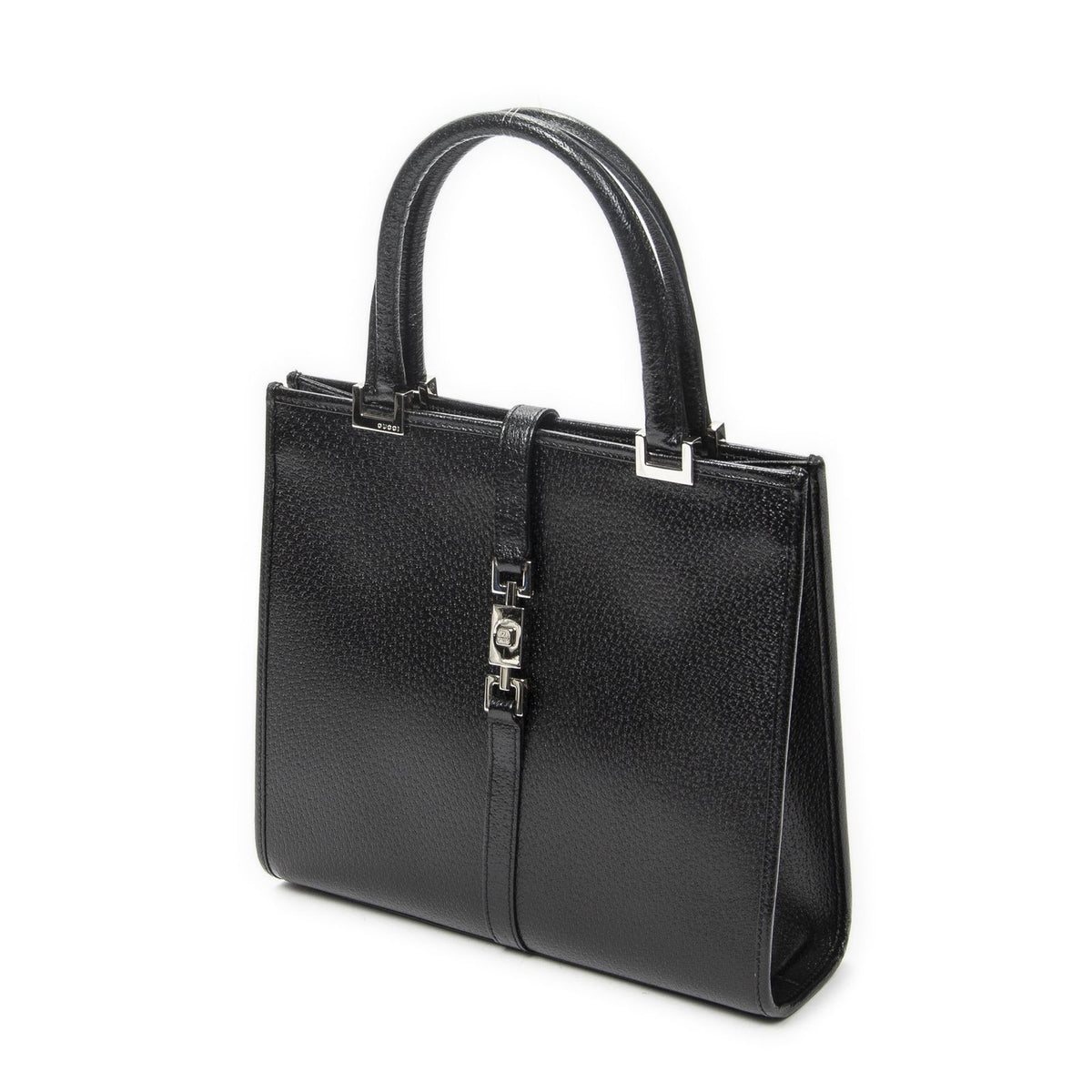 Gucci Square Jackie Tote Bag Black Grain Calfskin Leather — view 2