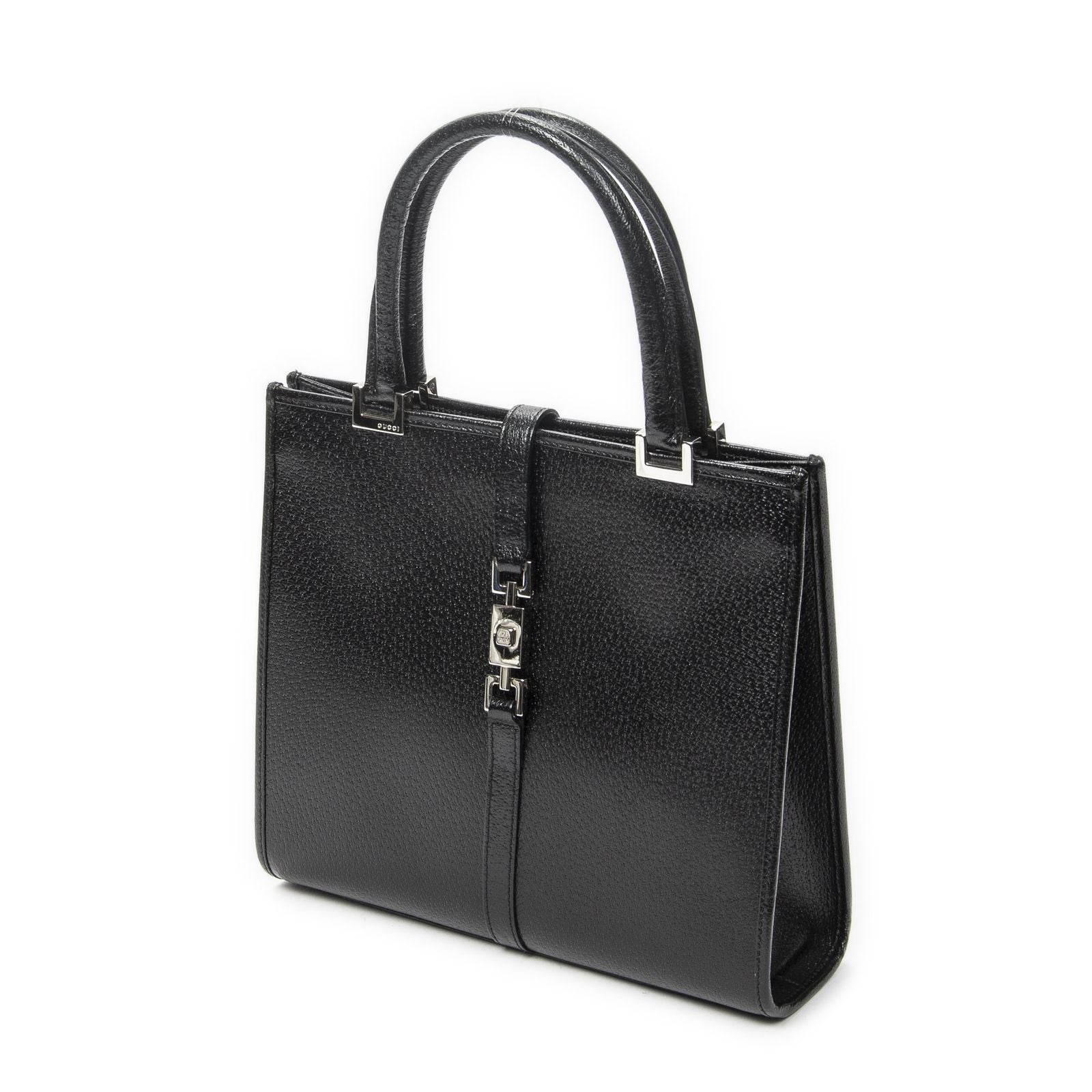 Gucci Square Jackie Tote Bag Black Grain Calfskin Leather — view 2