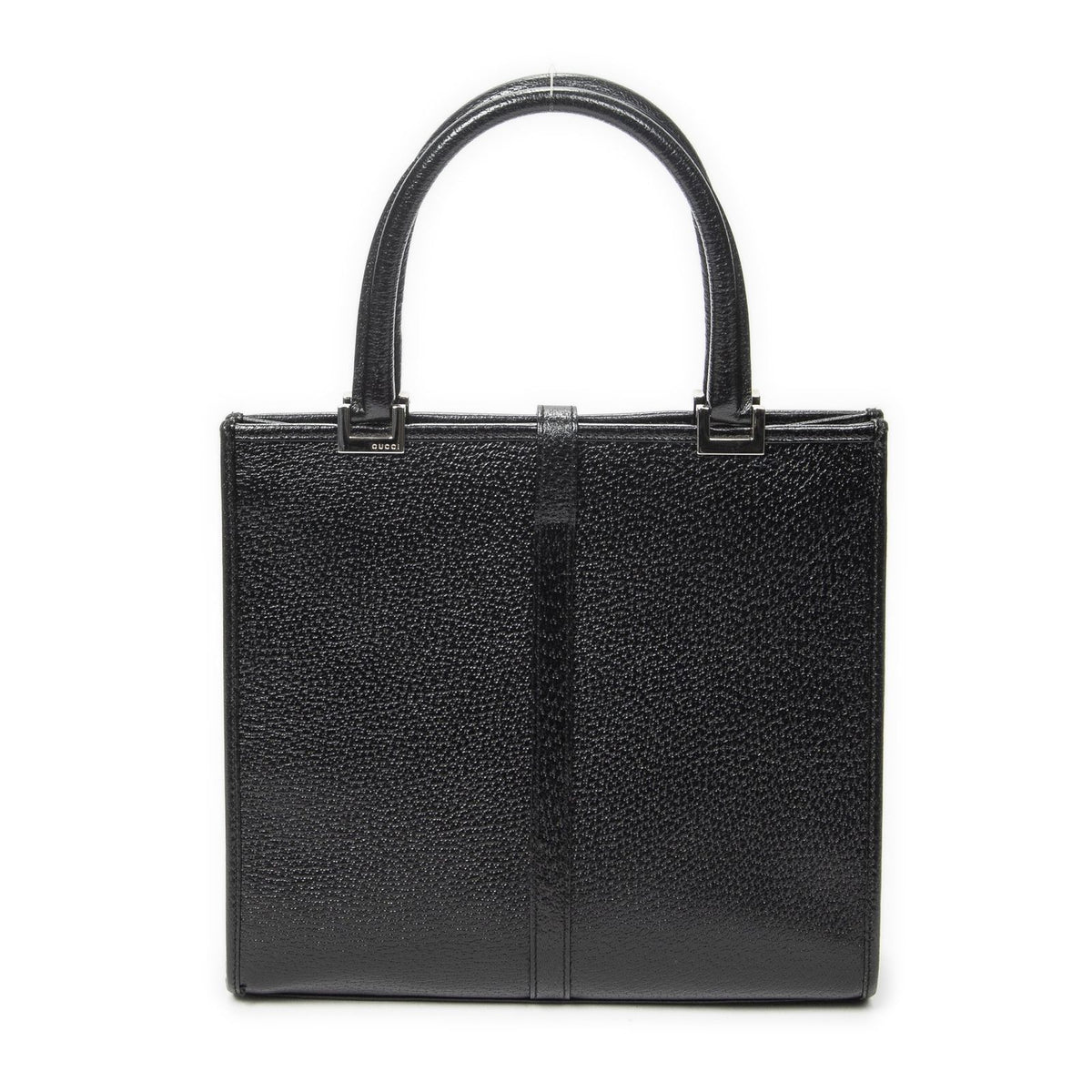 Gucci Square Jackie Tote Bag Black Grain Calfskin Leather — view 5