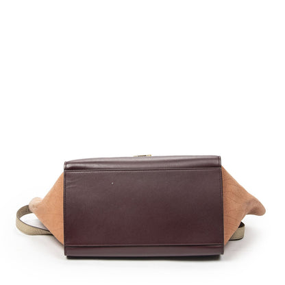 Celine Small Tricolor Trapeze Burgundy Beige Pink Spikes Calfskin Leather — view 6