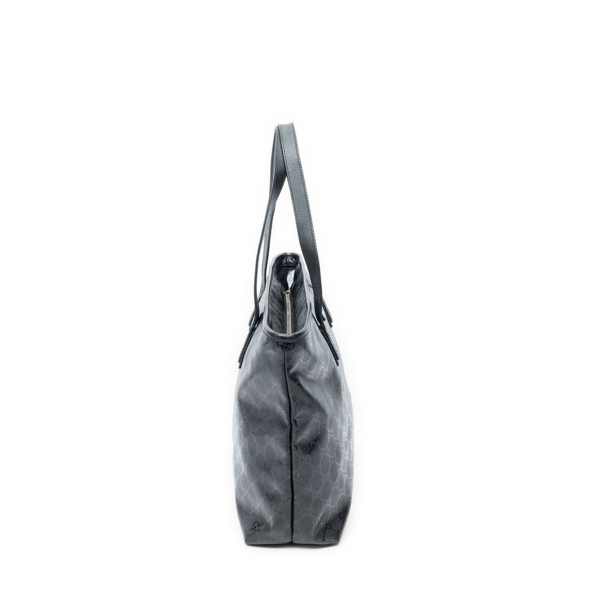 Gucci Zip Shopping Tote Bag Black Guccissima Imprint Canvas — view 4