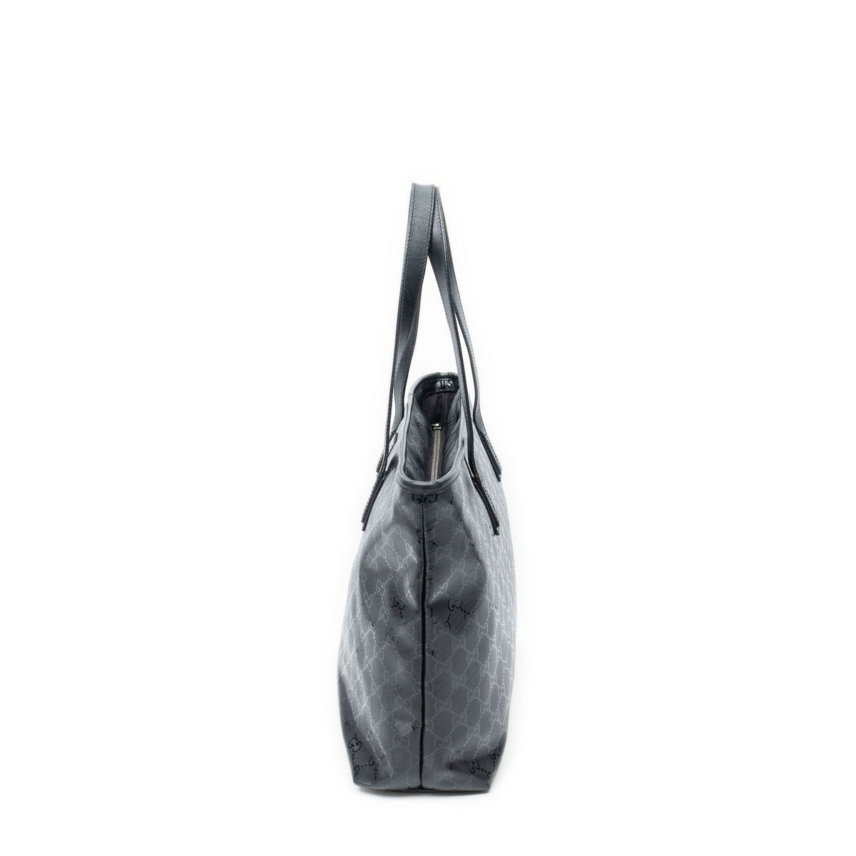 Gucci Zip Shopping Tote Bag Black Guccissima Imprint Canvas — view 3