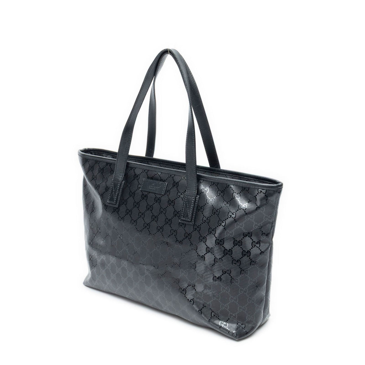 Gucci Zip Shopping Tote Bag Black Guccissima Imprint Canvas — view 2