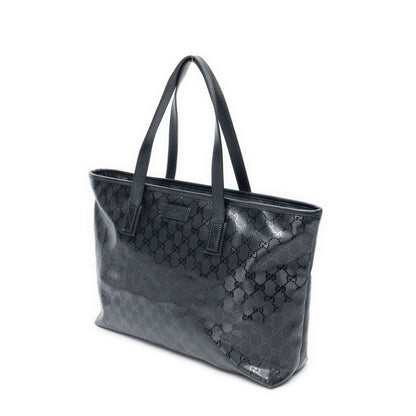 Gucci Zip Shopping Tote Bag Black Guccissima Imprint Canvas — view 2