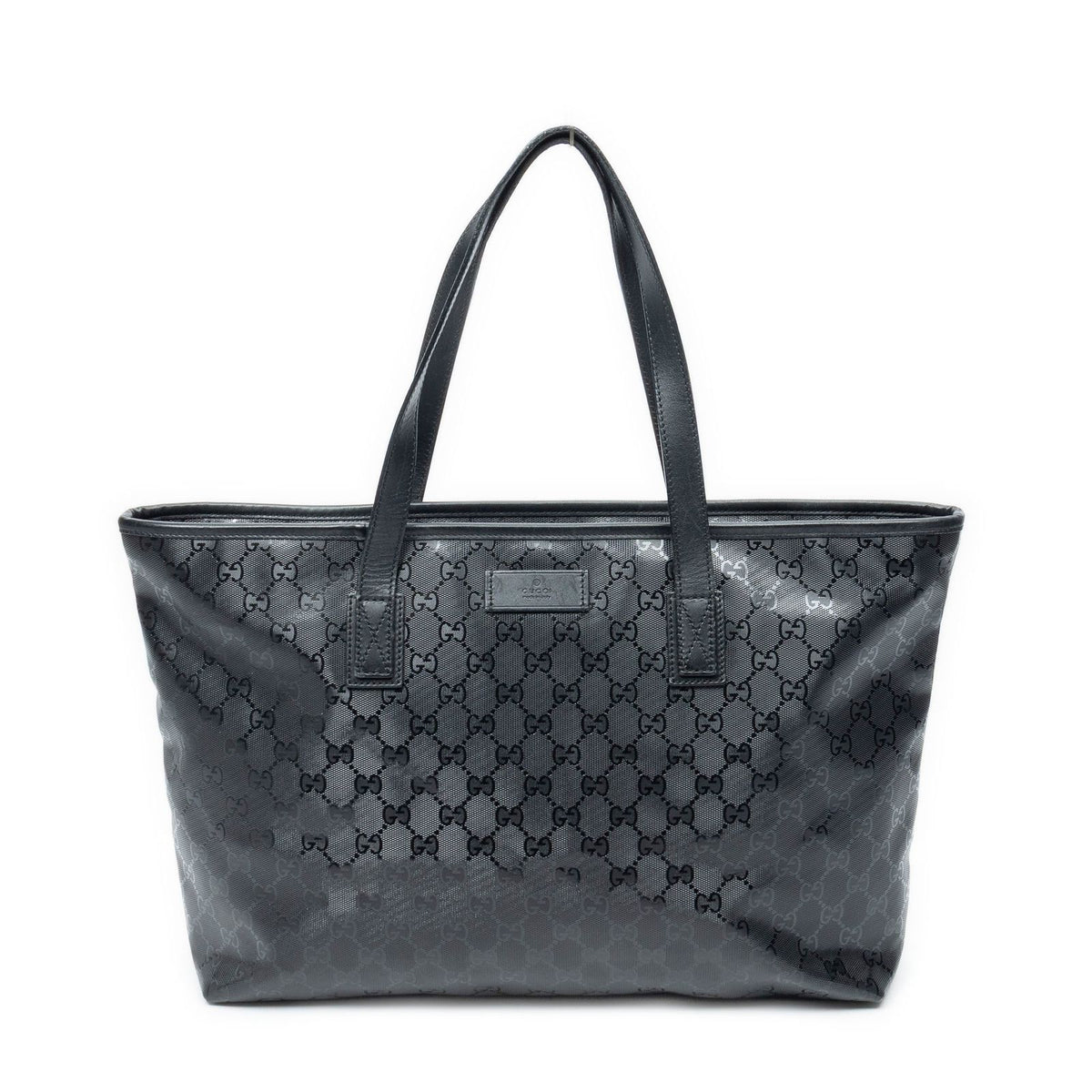 Gucci Zip Shopping Tote Bag Black Guccissima Imprint Canvas