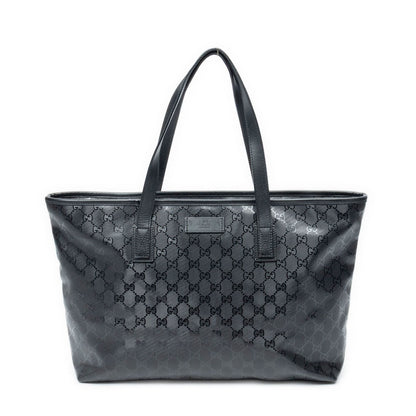 Gucci Zip Shopping Tote Bag Black Guccissima Imprint Canvas