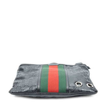 Gucci Web Media Messenger Black Guccissima Imprint Canvas — view 6