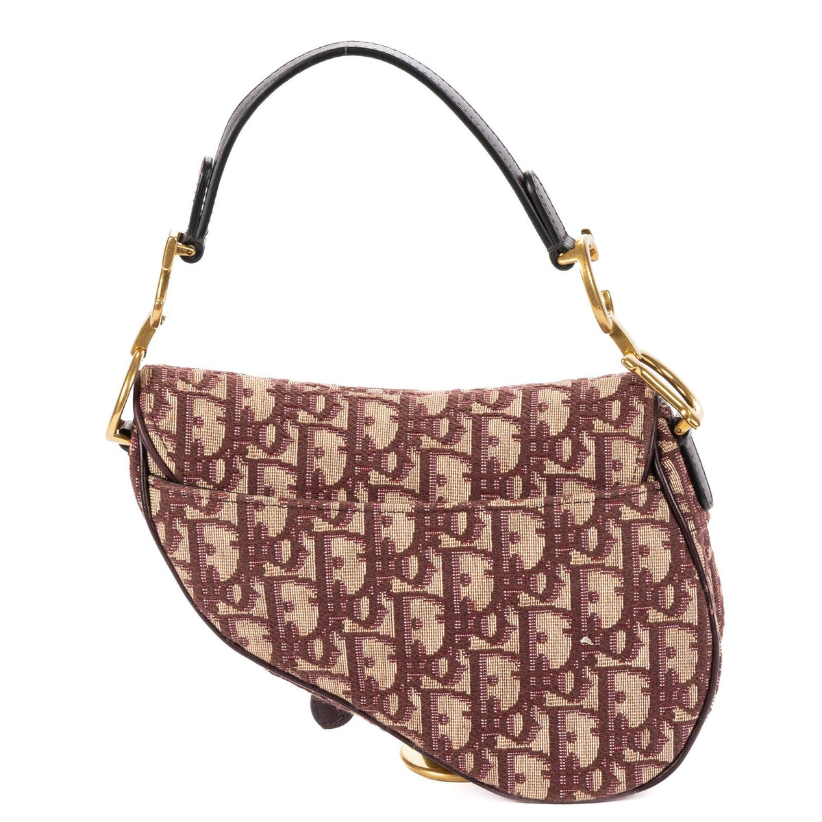 Dior Mini Saddle Oblique Burgundy Diorissimo Canvas Shoulder Bag — view 5
