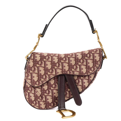Dior Mini Saddle Oblique Burgundy Diorissimo Canvas Shoulder Bag