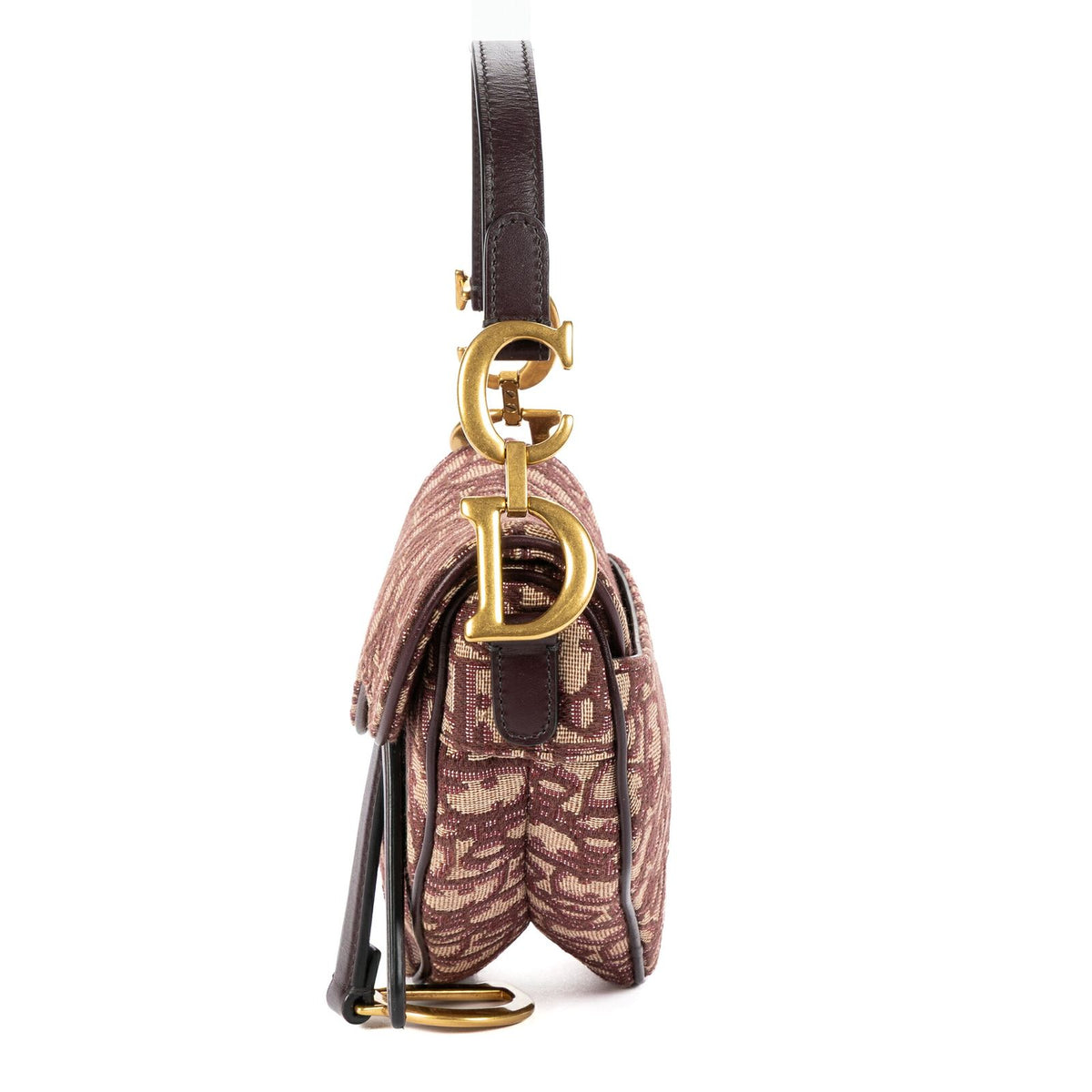 Dior Mini Saddle Oblique Burgundy Diorissimo Canvas Shoulder Bag — view 3