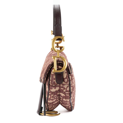 Dior Mini Saddle Oblique Burgundy Diorissimo Canvas Shoulder Bag — view 3