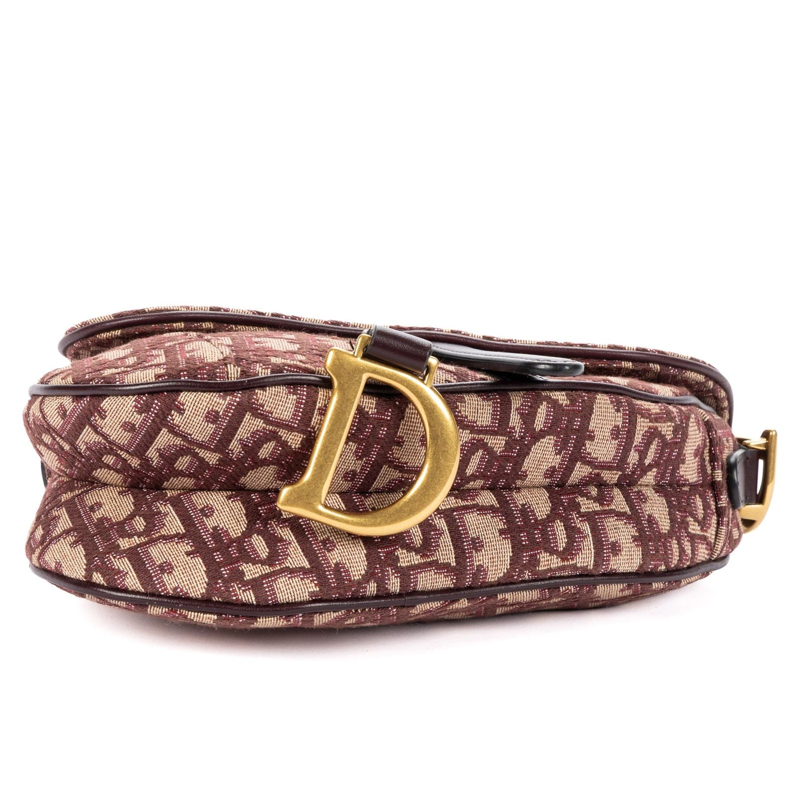 Dior Mini Saddle Oblique Burgundy Diorissimo Canvas Shoulder Bag — view 6