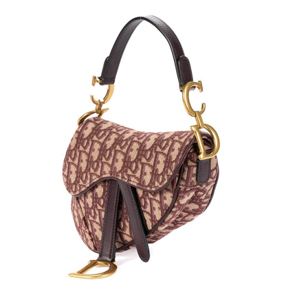 Dior Mini Saddle Oblique Burgundy Diorissimo Canvas Shoulder Bag — view 2