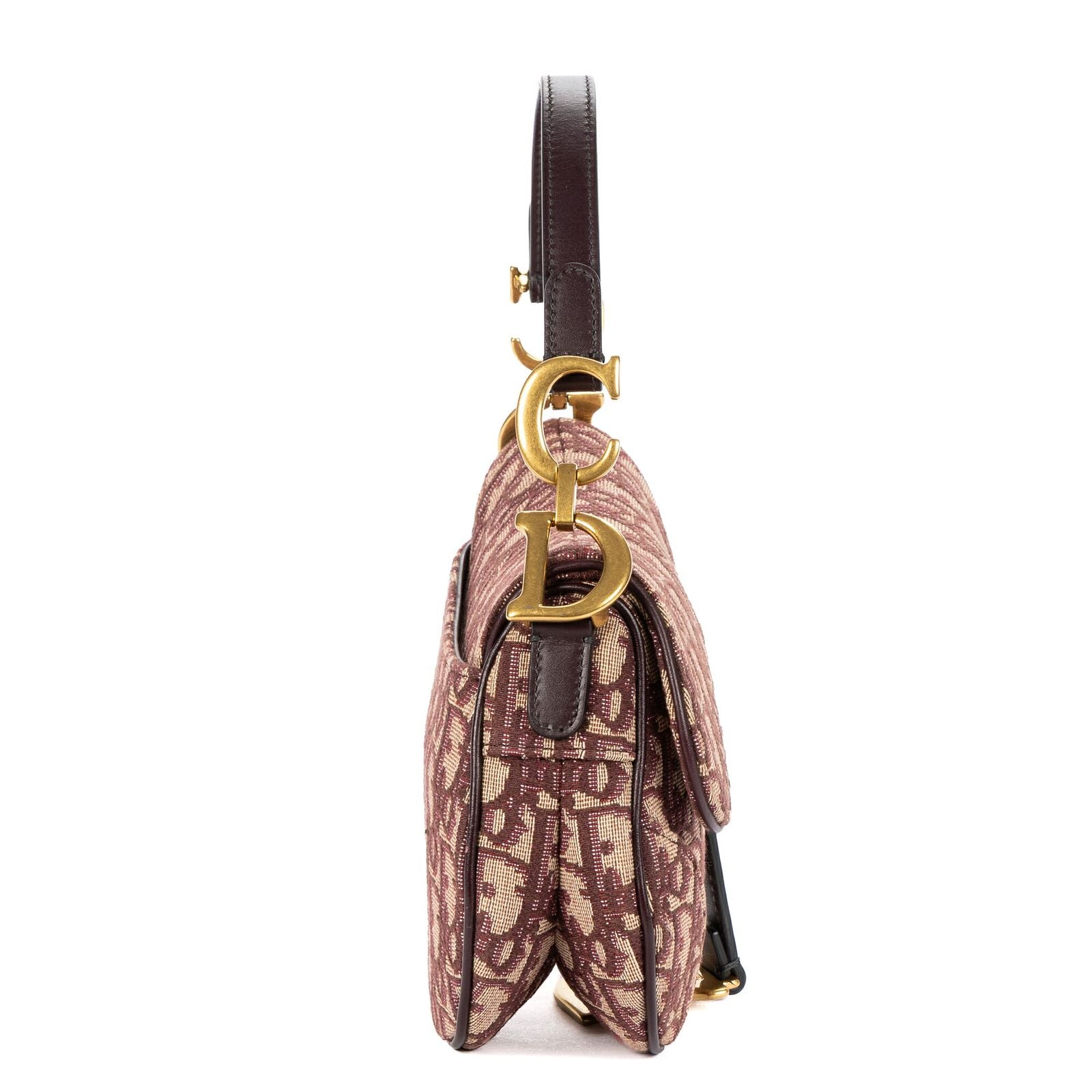 Dior Mini Saddle Oblique Burgundy Diorissimo Canvas Shoulder Bag — view 4