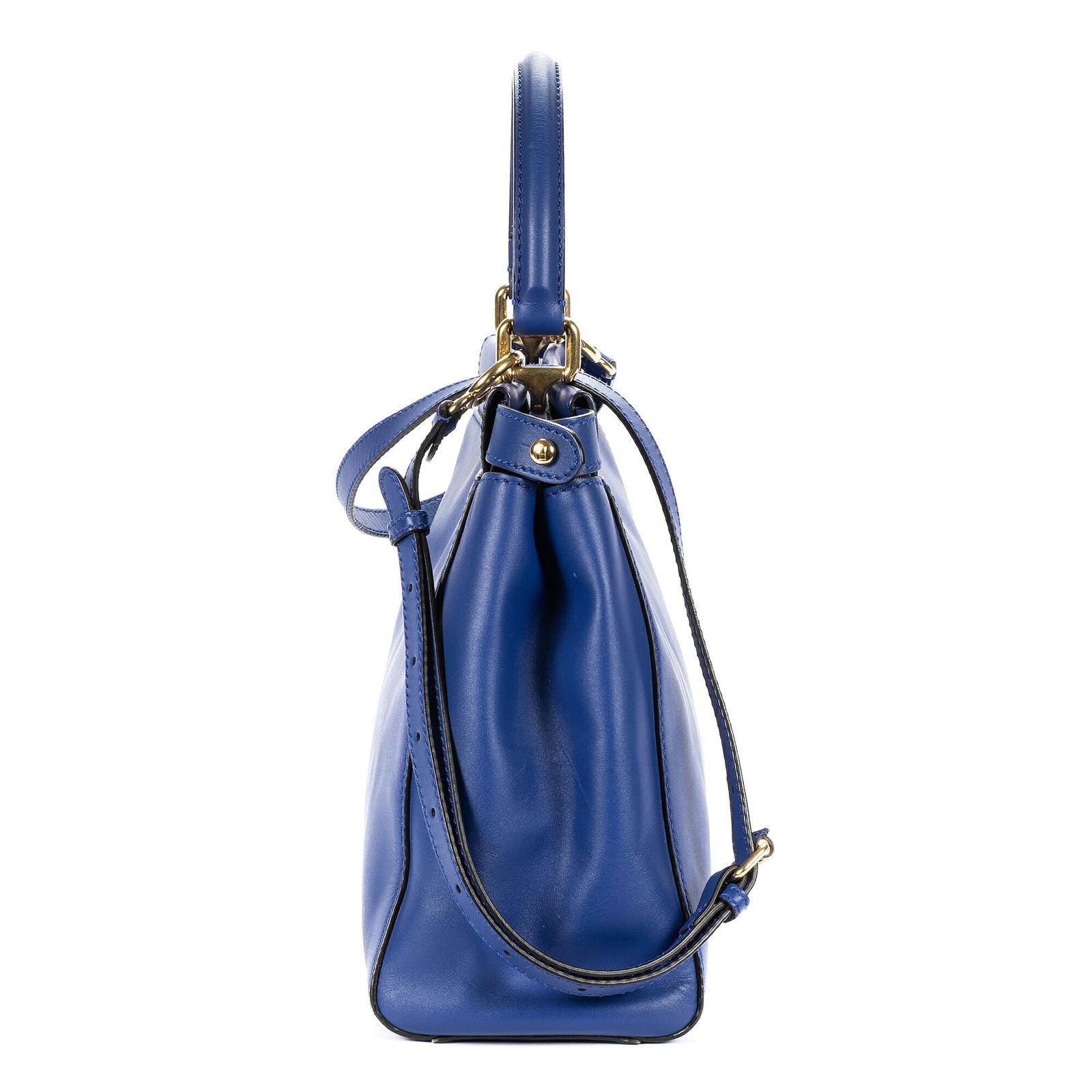 Fendi Peekaboo Blue Calfskin Leather Handbag — view 4