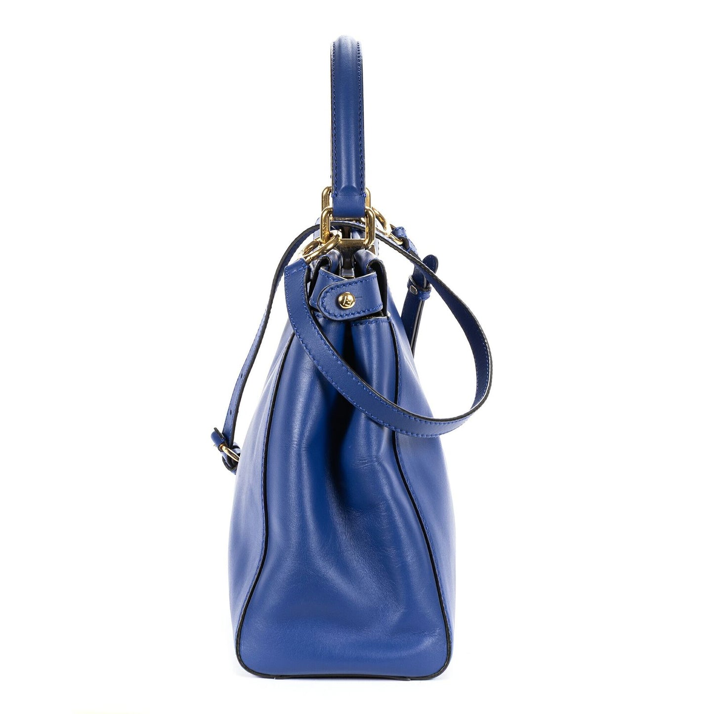 Fendi Peekaboo Blue Calfskin Leather Handbag — view 3
