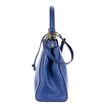 Fendi Peekaboo Blue Calfskin Leather Handbag — view 3