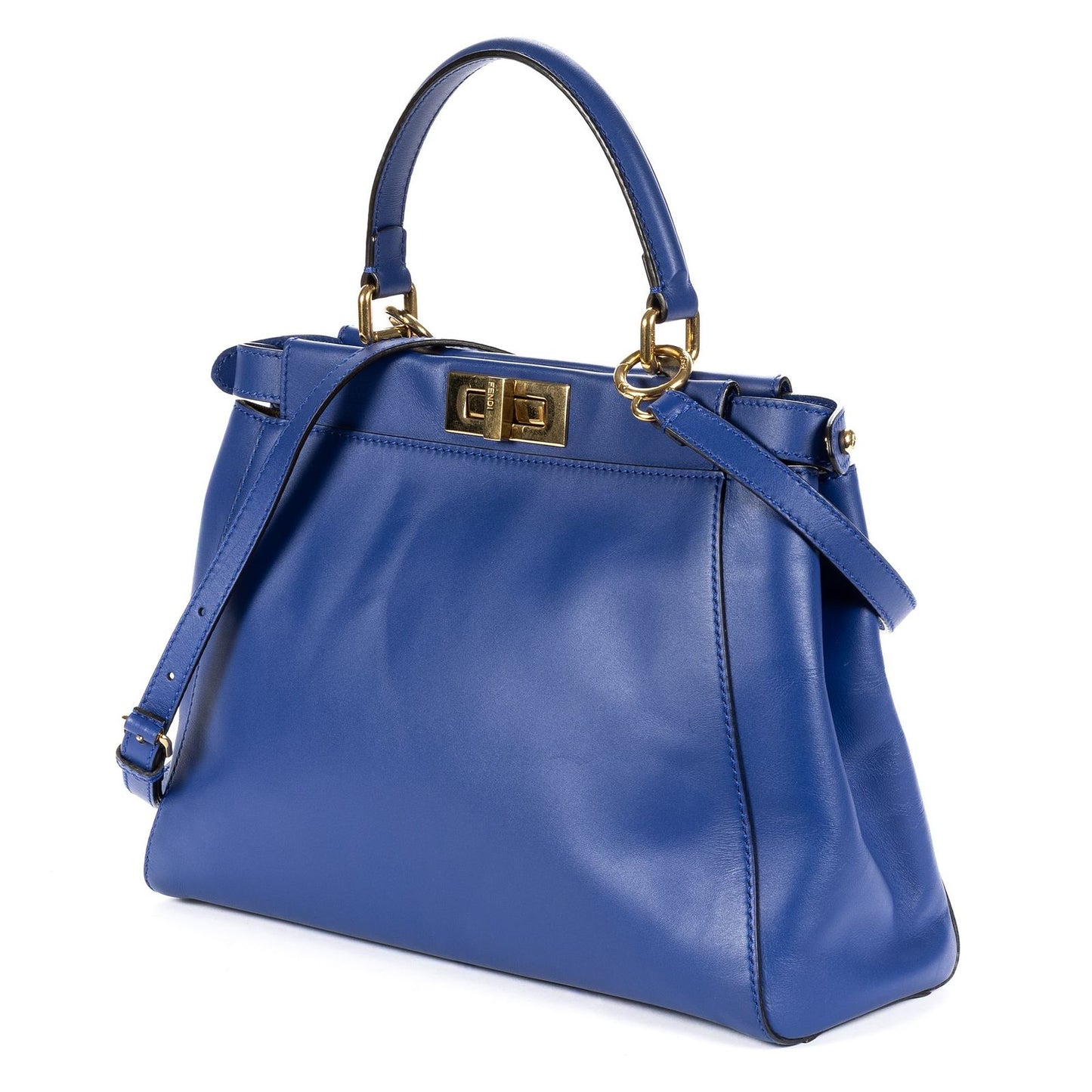 Fendi Peekaboo Blue Calfskin Leather Handbag — view 2