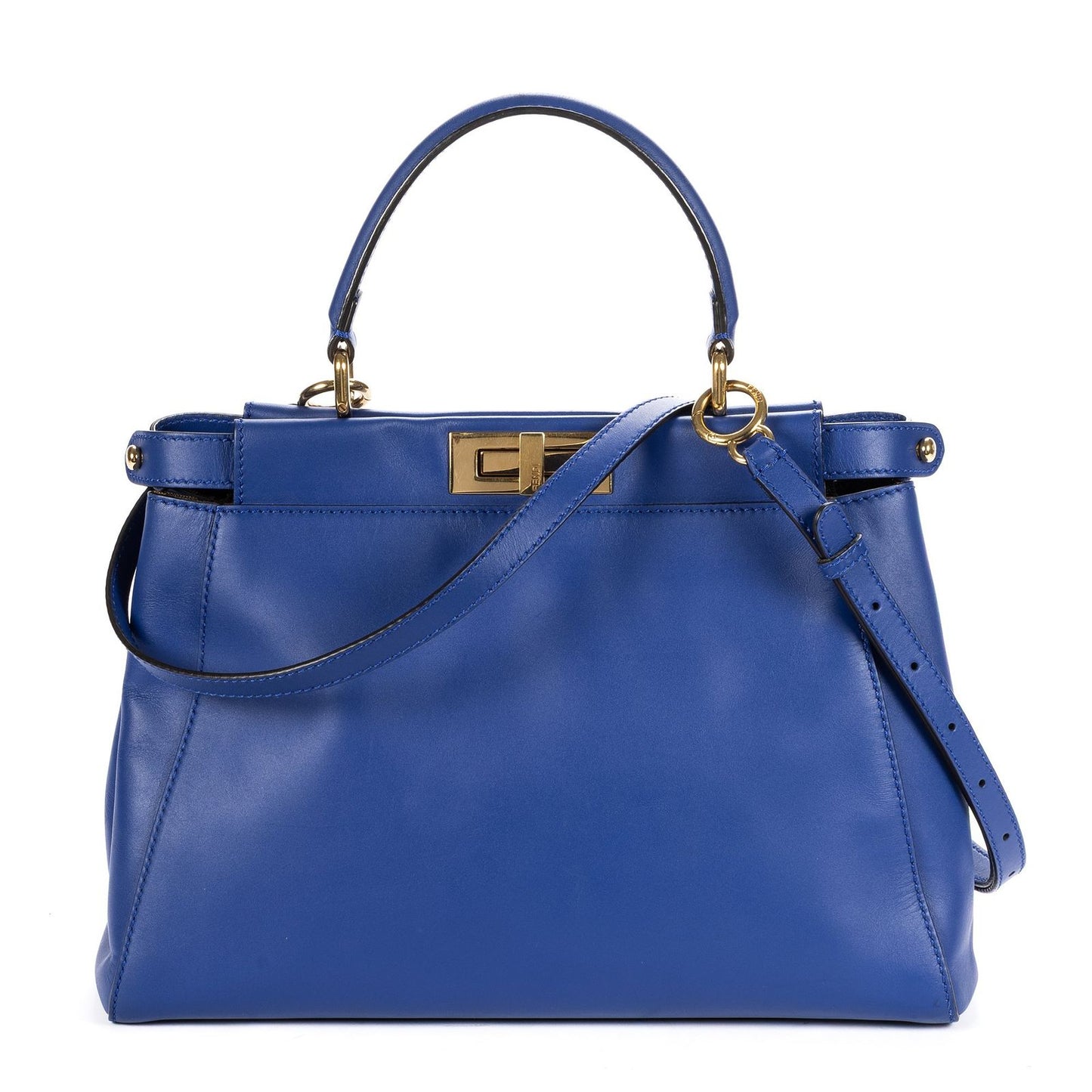 Fendi Peekaboo Blue Calfskin Leather Handbag — view 5