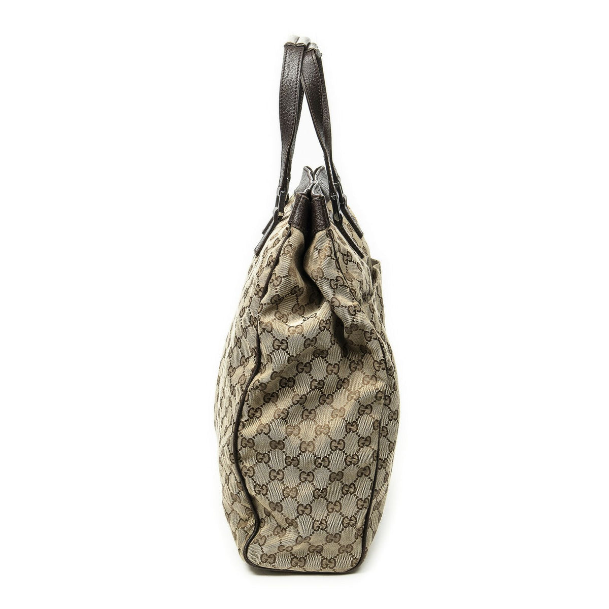 Gucci Pocket Shopping Tote Bag Beige Brown GG Canvas — view 4