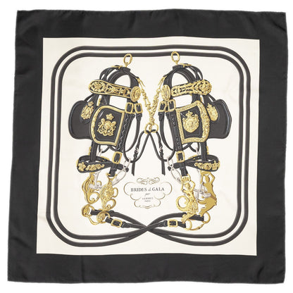 Hermes Scarf Black Ivory Twill Silk — view 2