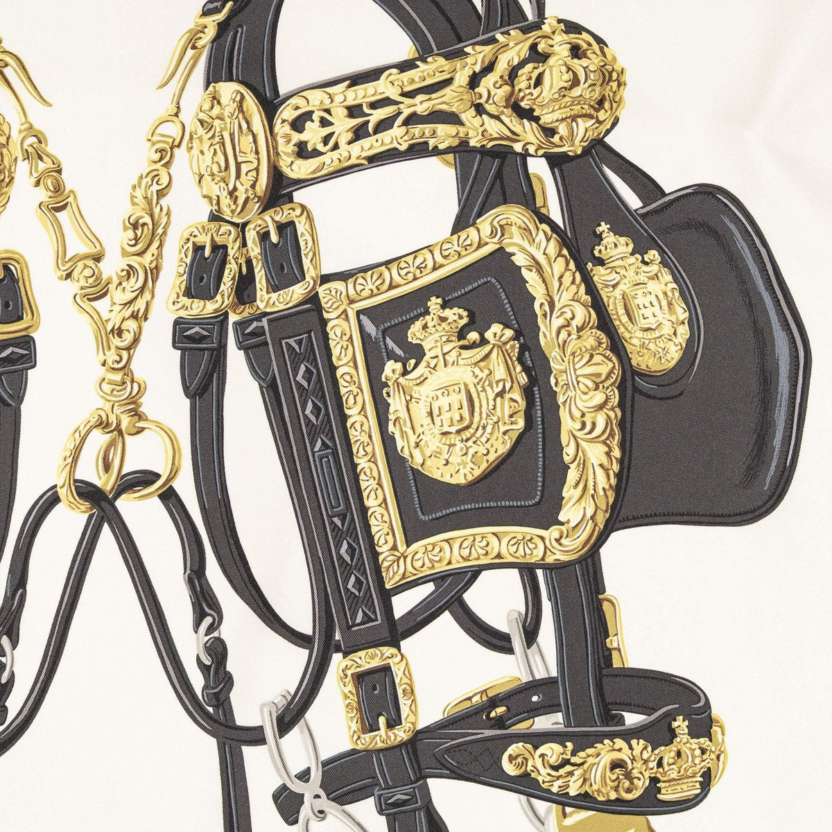 Hermes Scarf Black Ivory Twill Silk — view 3